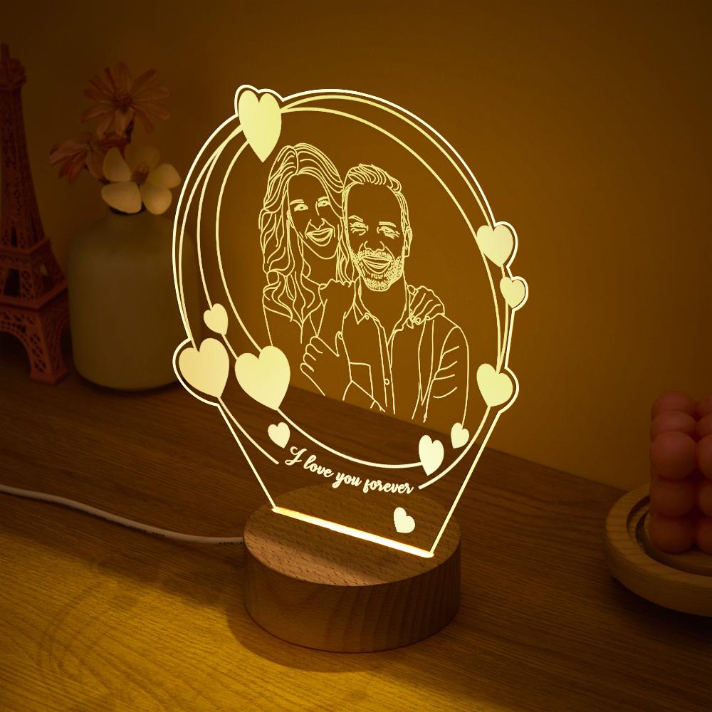 Custom 3D Led Night Lamp Gift for Couple with Photo and Text Custom Romantic Hearth Night Lights