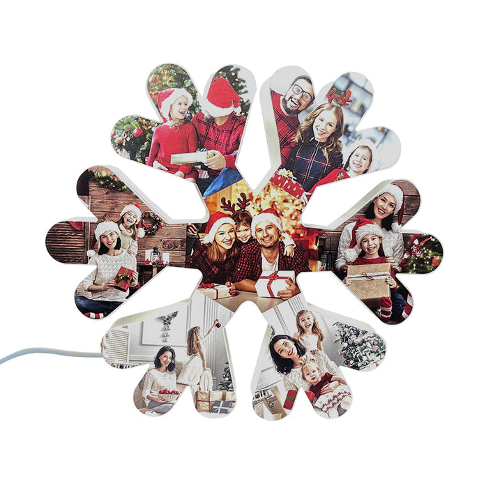 Personalized Photo Collage Wall Light Christmas Snowflake Night Light Best Christmas Gift
