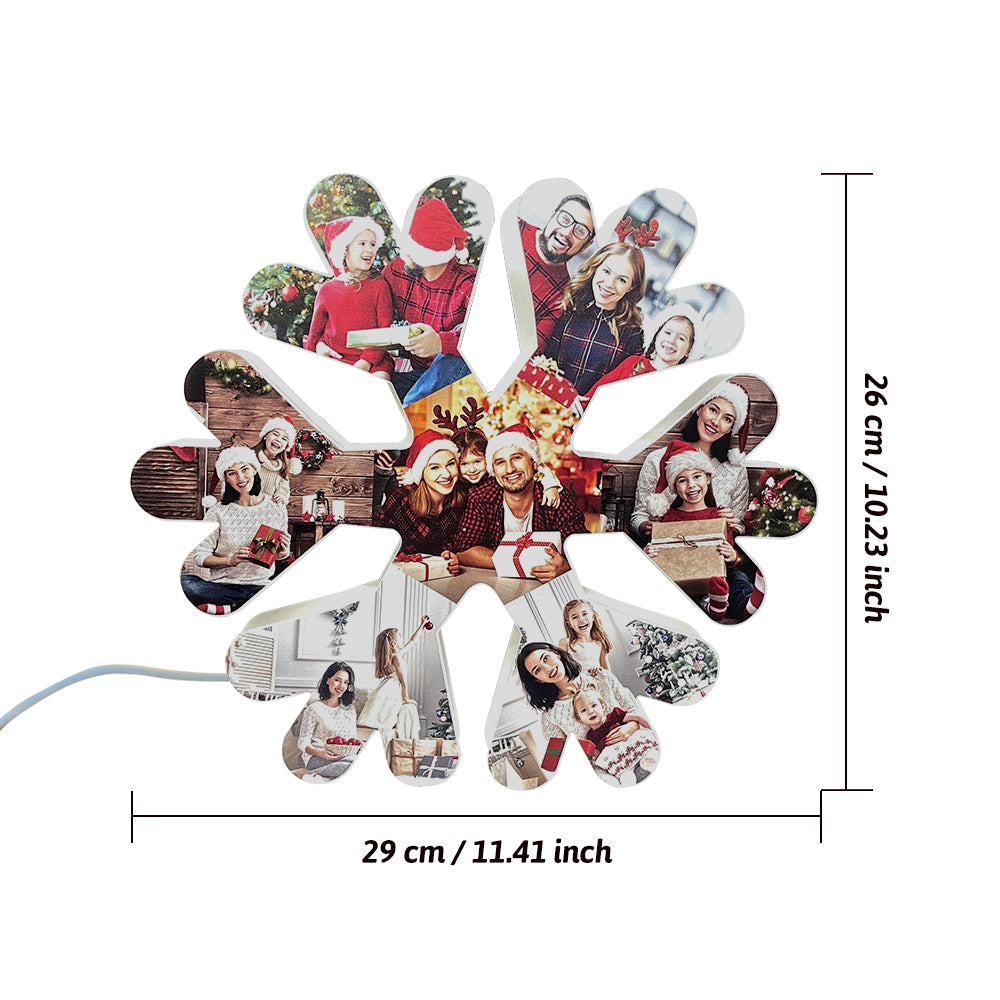 Personalized Photo Collage Wall Light Christmas Snowflake Night Light Best Christmas Gift