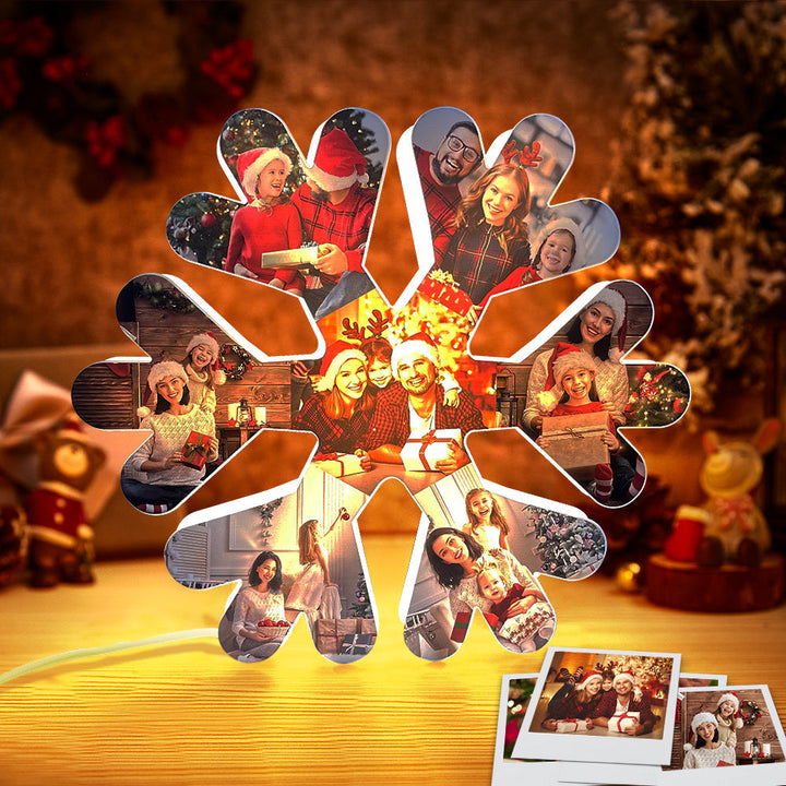 Personalized Photo Collage Wall Light Christmas Snowflake Night Light Best Christmas Gift