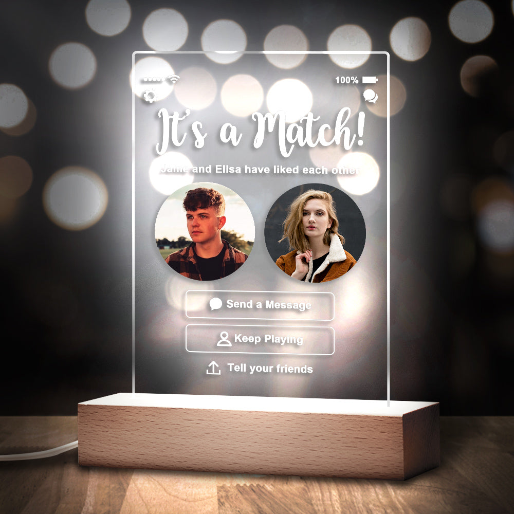 Personalized Perfect Match With Photos Keychain/Plaque/Night Light