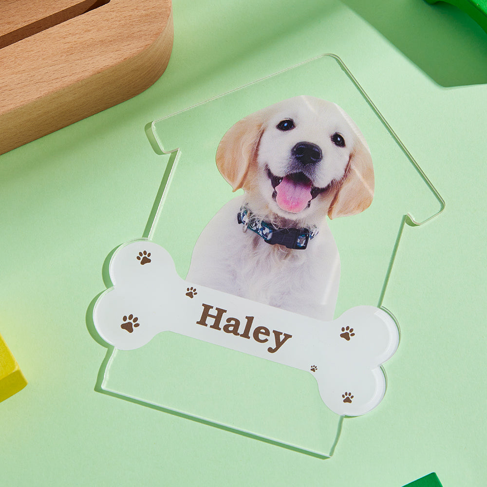 Custom Photo Engraved Puppy Night Light Personalized House Acrylic Lamp Gift for Pet Lover