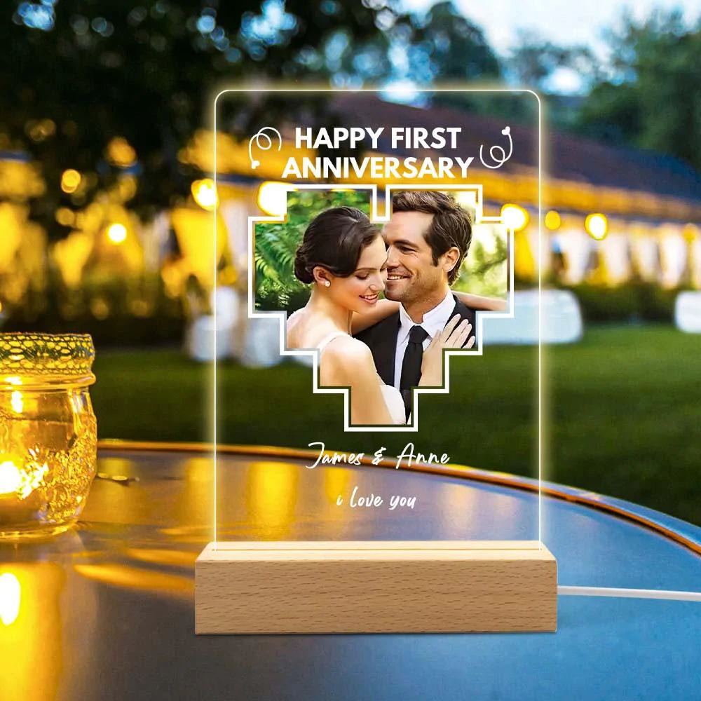 Custom Photo Led Light Anniversary Gift Personalized Photo Lamp Anniversary Gift Custom 3d Led Lamp Acrylic Night Light