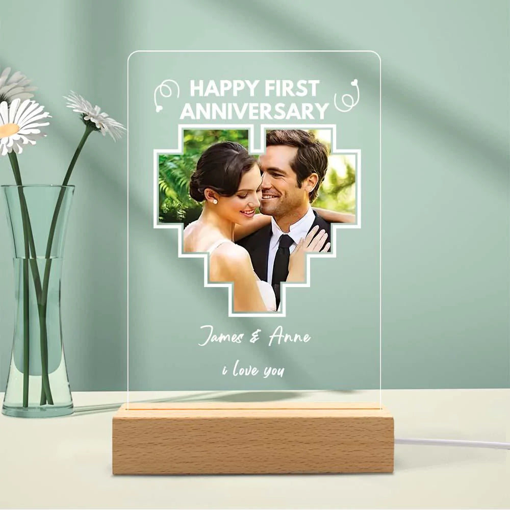 Custom Photo Led Light Anniversary Gift Personalized Photo Lamp Anniversary Gift Custom 3d Led Lamp Acrylic Night Light