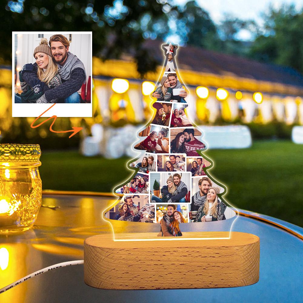 Custom Christmas Tree Photo Lights Personalized Gifts With Pictures Night Light Home Decor Gift For Christmas