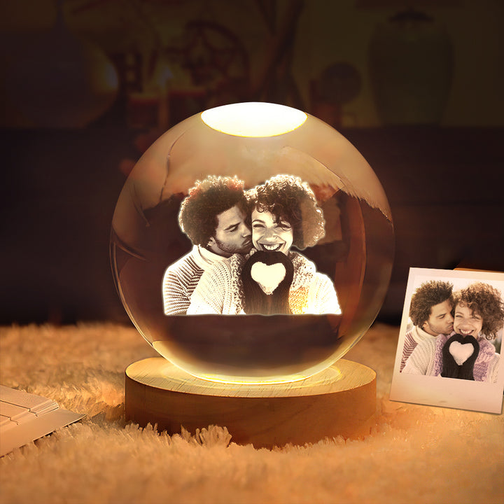 Personalized 2D Photo Crystal Ball Night Light