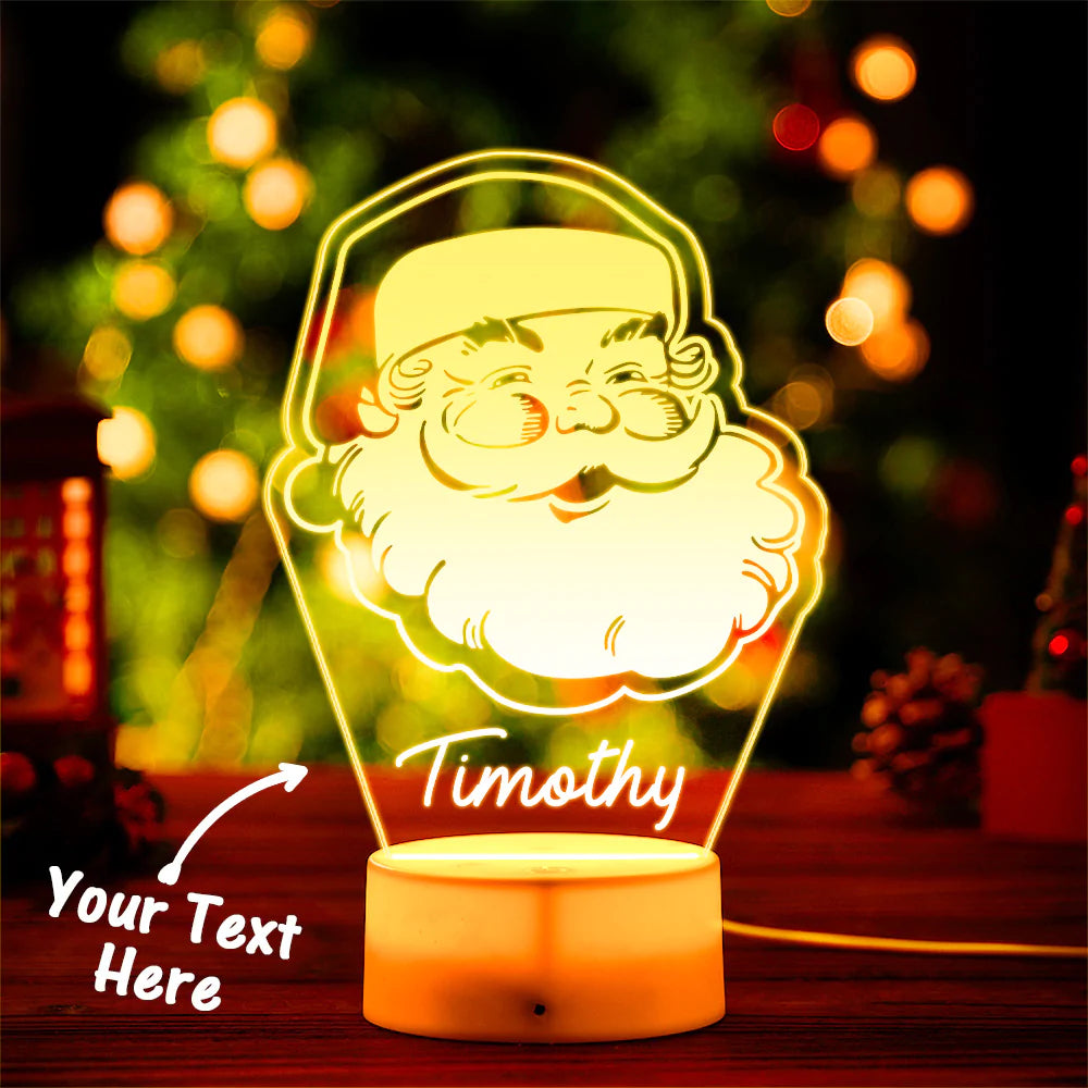 Custom Engraved Santa Night Light Personalized Acrylic Lamp Gift for Kids