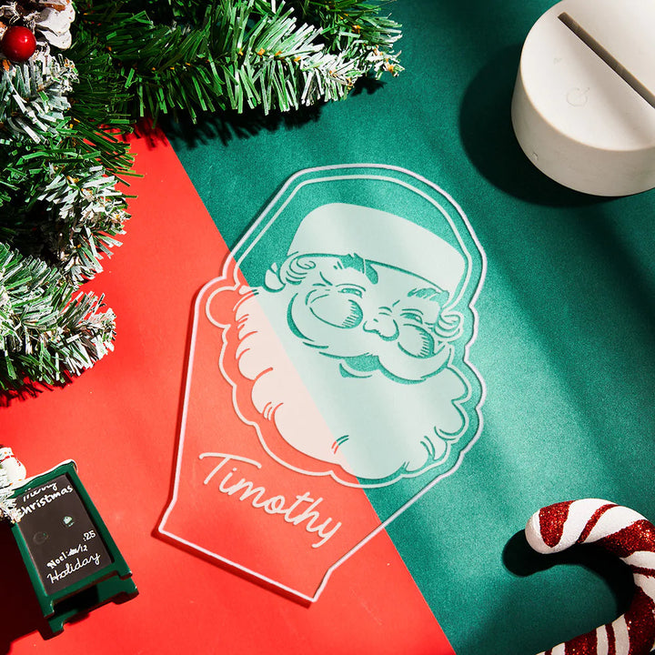 Custom Engraved Santa Night Light Personalized Acrylic Lamp Gift for Kids