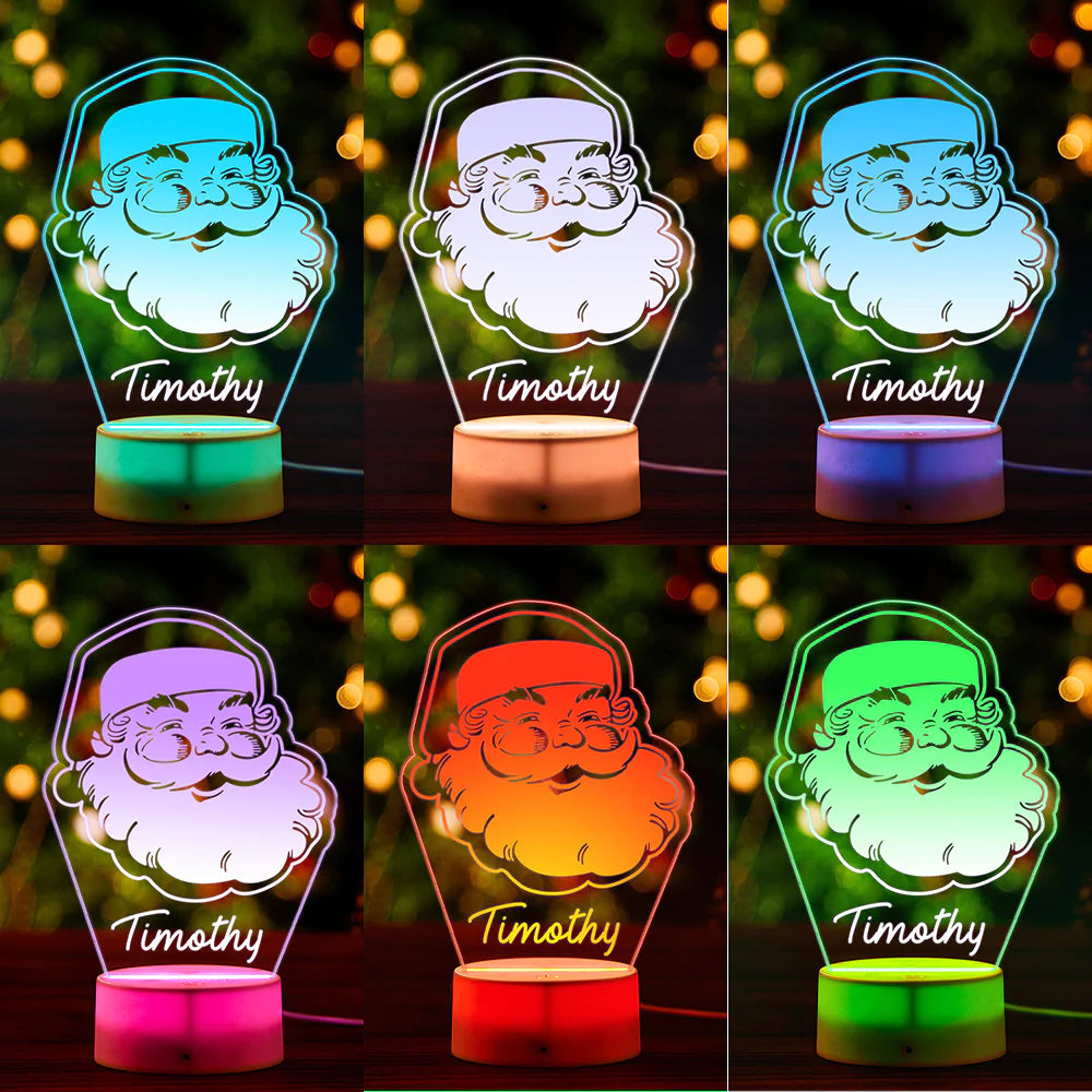 Custom Engraved Santa Night Light Personalized Acrylic Lamp Gift for Kids