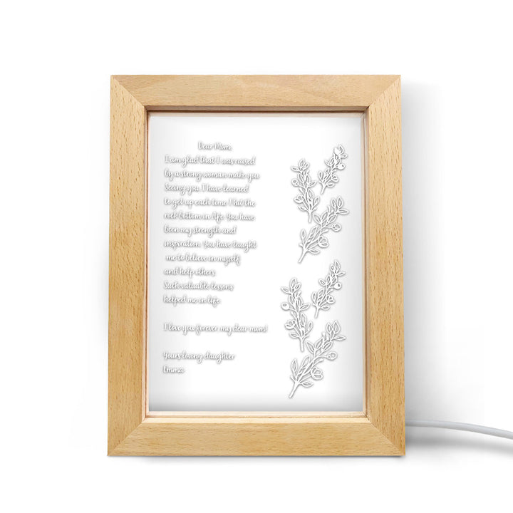Personalized Hand-Written Letter Night Light Custom Wooden Frame Lamp for Mother's Day Gift