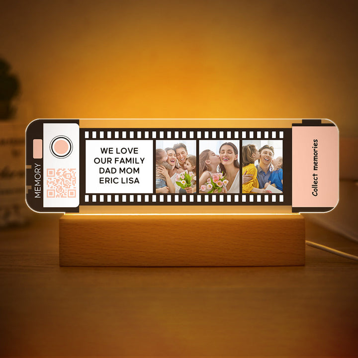 Custom QR code Acrylic Filmstrip Plaque Night Light Gift for Family