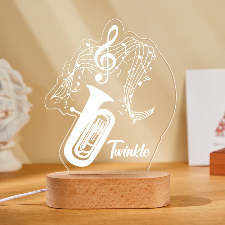 Custom Acrylic Engraved Instrument Night Light Personalized 3D Printed Colorful Lamp Birthday Gift