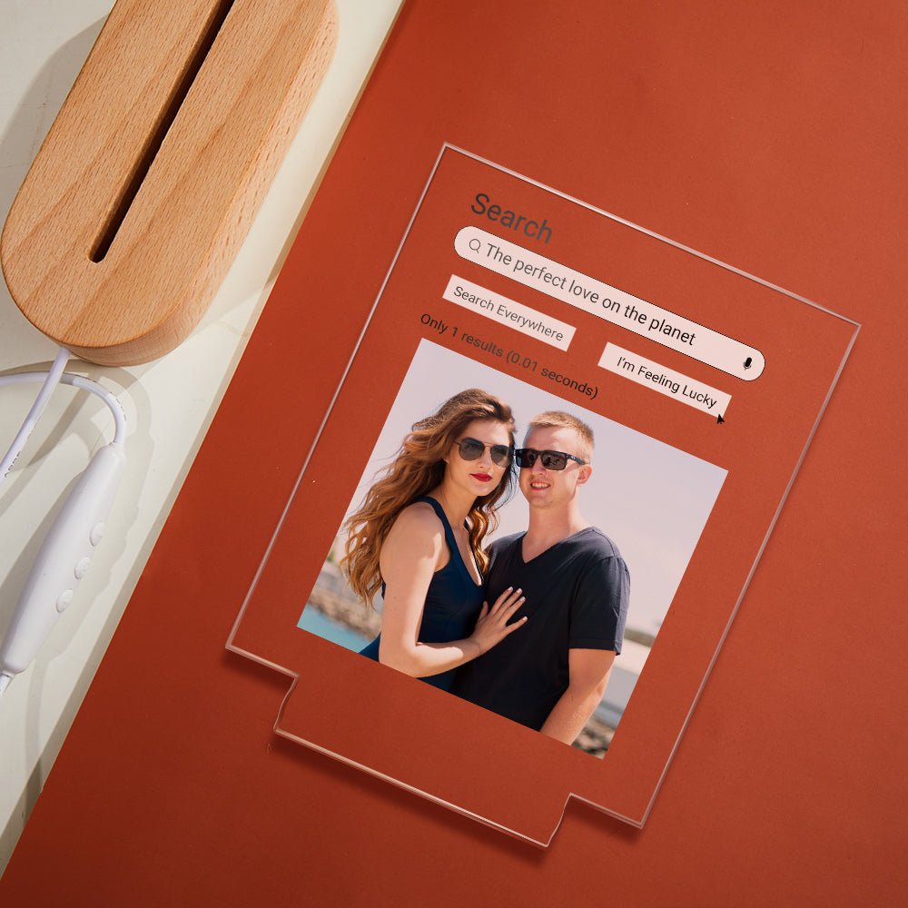 Custom Photo Google Search Colorful Lamp Acrylic 3D Printed Night Light Proposal Anniversary Day Gift