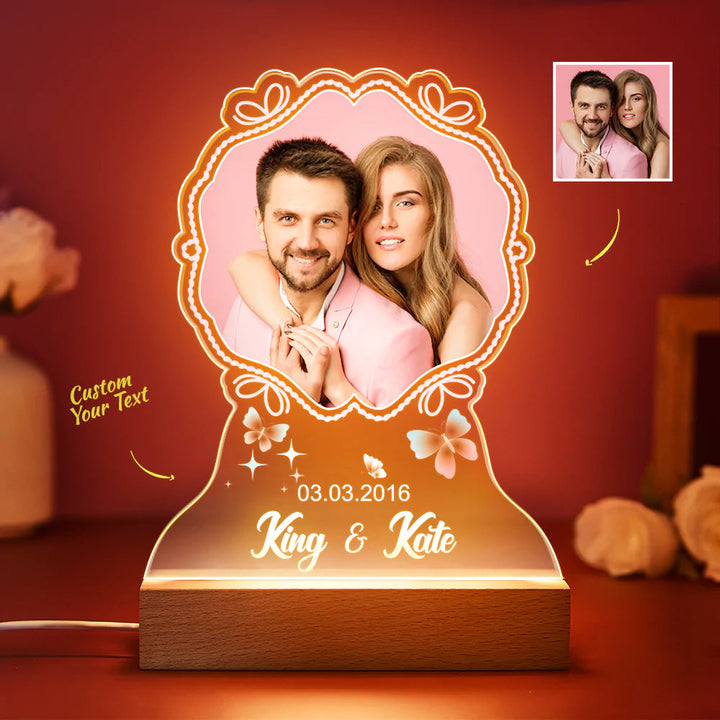 Gift for Her/Him Custom Led Lamp with Name and Photo Valentine's Day Idea