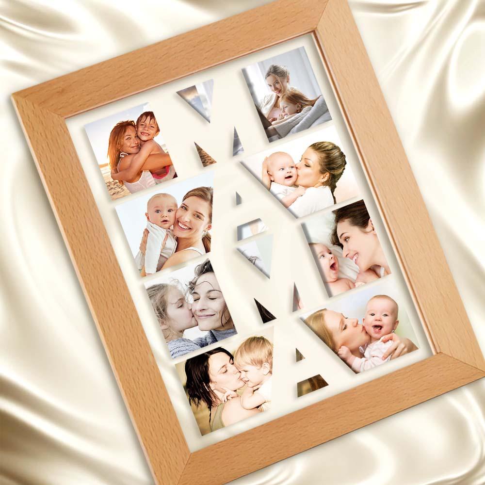 Custom Photo Night Light Wooden Frame Night Light Gift for Mom