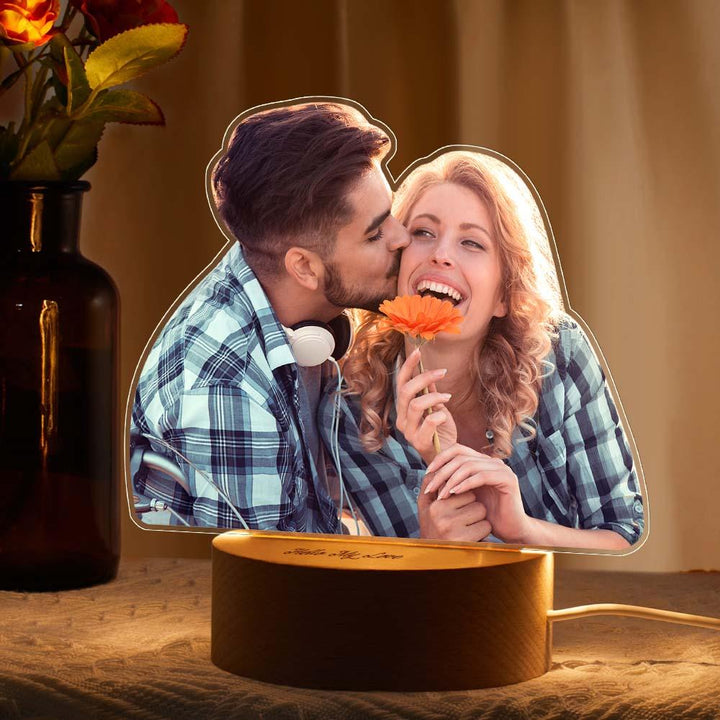 Custom Figure Cut Photo Lamp Personalized Night Lights With Custom Text Gift For Couples On Valentine`s Day