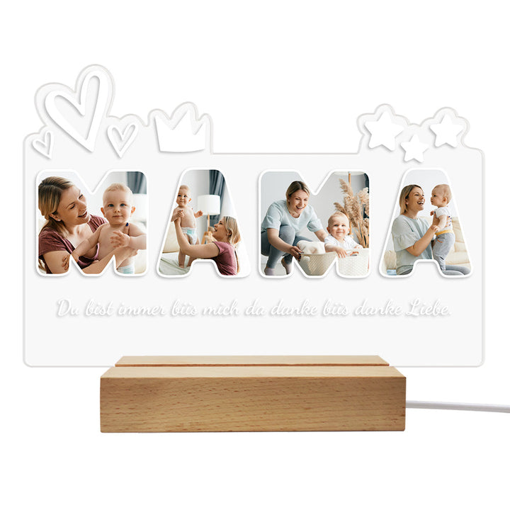 Custom Photo Night Light Personalized Mama Lamp Gifts for Mother's Day