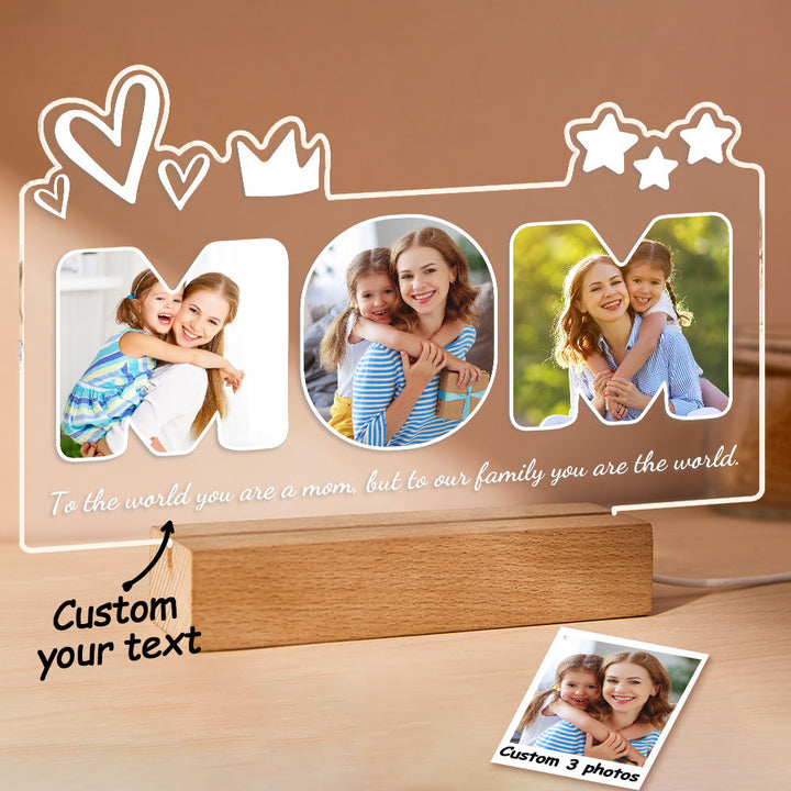 Custom Acrylic Night Light Personalized Mom Photo Lamp Gifts for Mother's Day