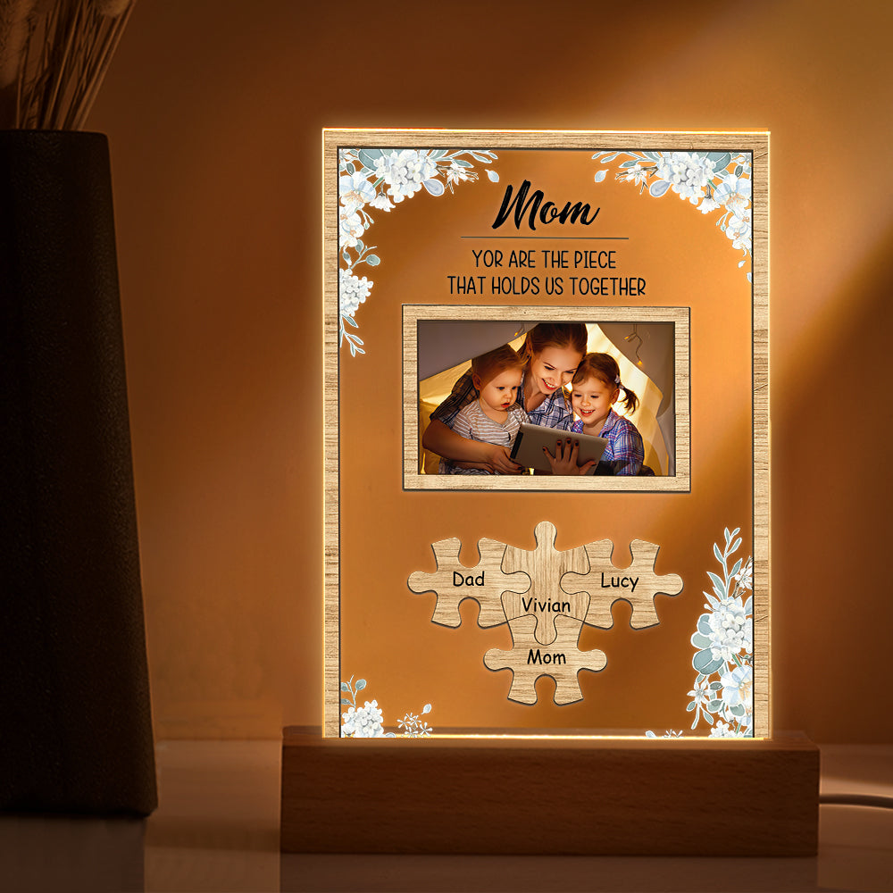 Personalized Dad You Are the Piece that Holds Us Together Photo Acrylic Night Light Father's Day Gift for Dad