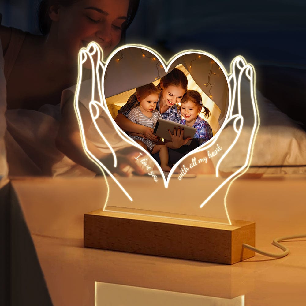Personalized Photo Acrylic Night Light Gift for Mom from Daughter Son