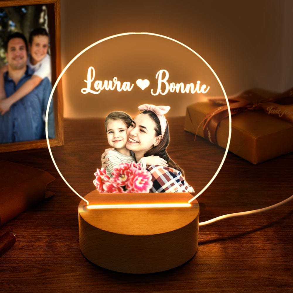 Personalized Photo Night Light with Names Gifts for Mom