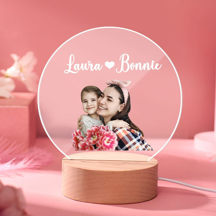 Personalized Photo Night Light with Names Gifts for Mom
