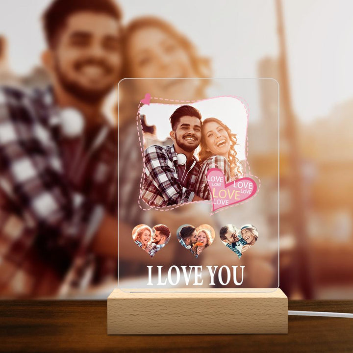 Custom Photo Night Light Engraved Love Lamp with White Light Gift for Couple Gift