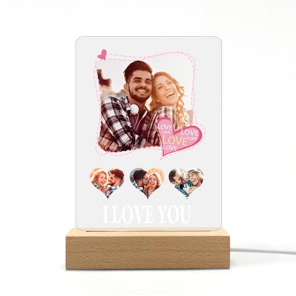 Custom Photo Night Light Engraved Love Lamp with White Light Gift for Couple Gift