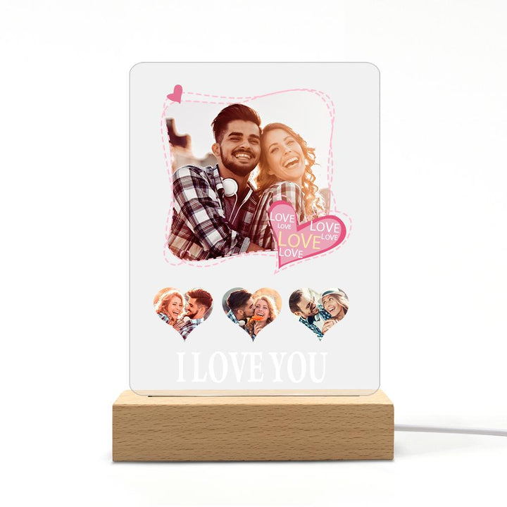Custom Photo Night Light Engraved Love Lamp with White Light Gift for Couple Gift