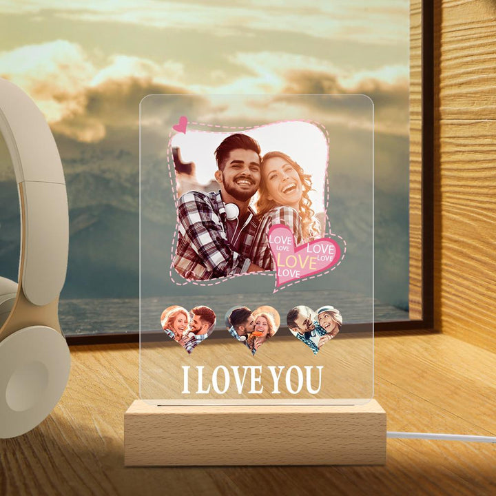 Custom Photo Night Light Engraved Love Lamp with White Light Gift for Couple Gift
