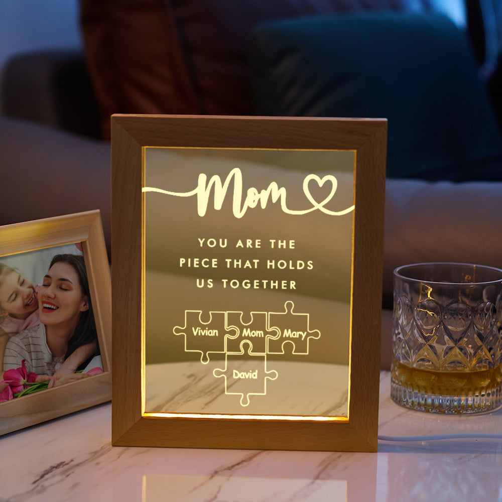 Personalized Mom You Are the Piece that Holds Us Together Acrylic Night Light for Mom