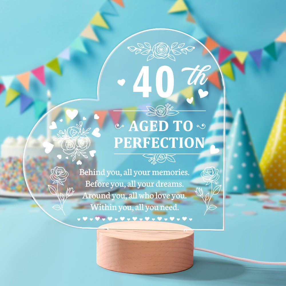 Personalised Birthday Night Light Heart Shaped Acrylic Lamp Gifts for Friends or Family