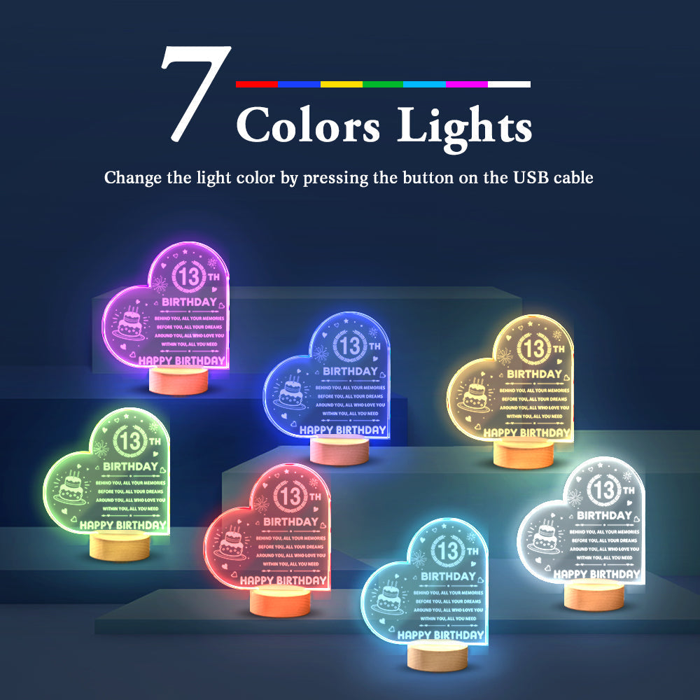 Personalised Night Light Custom Acrylic Lamp Birthday Gifts for Friends or Family