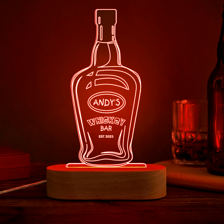 Personalized Wine Night Light 7 Colors Acrylic 3D Lamp Father's Day Gifts