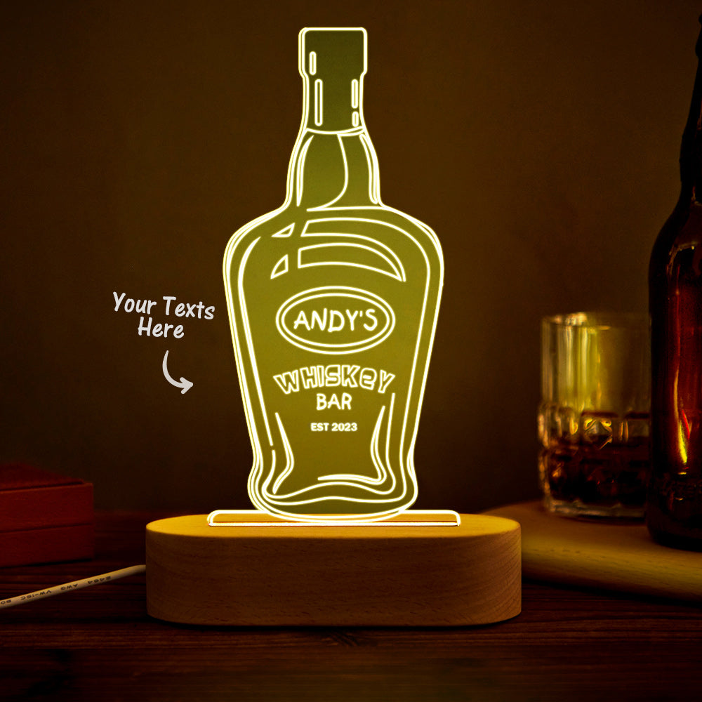 Personalized Wine Night Light 7 Colors Acrylic 3D Lamp Father's Day Gifts