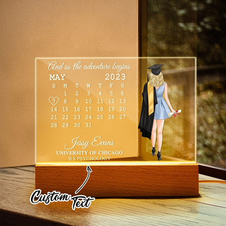 Personalized Acrylic Photo Lamp With Date Engraved Night Light Graduation Gifts
