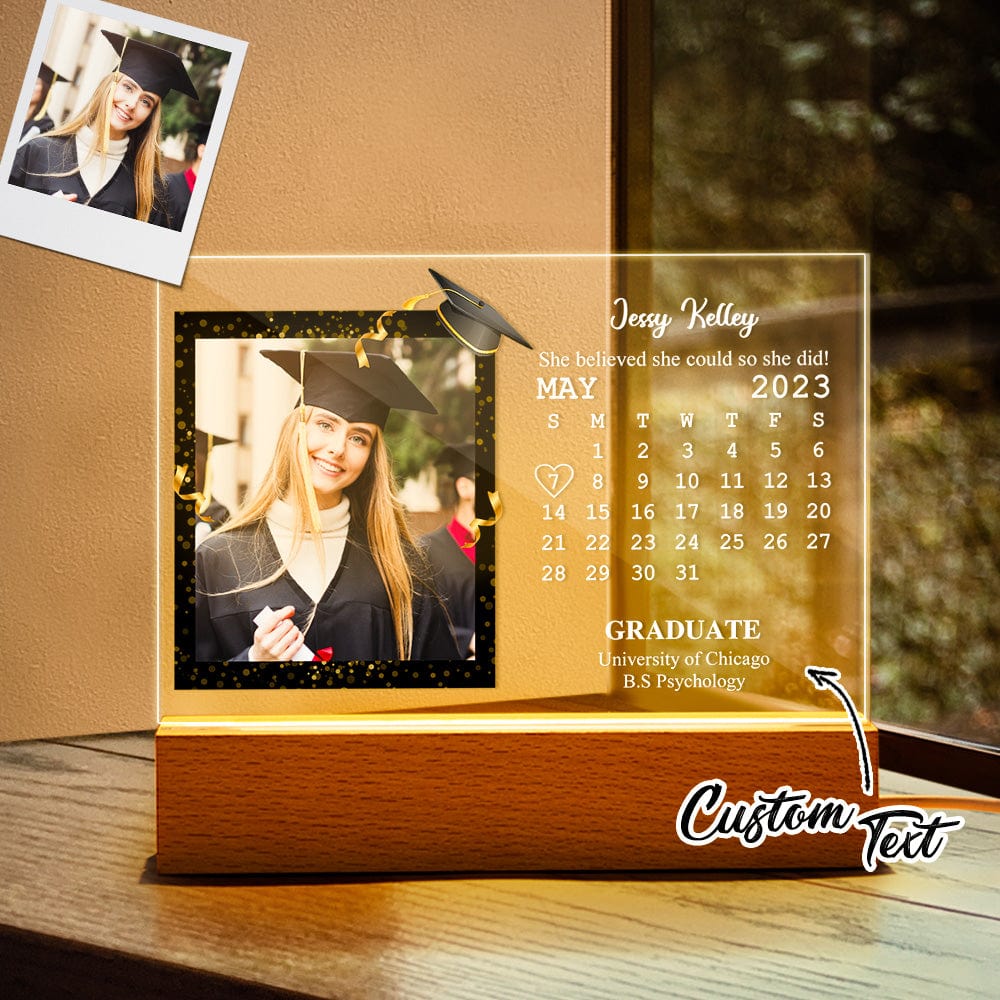 Custom Acrylic Photo Lamp Engraved Night Light Graduation Gifts for Friends