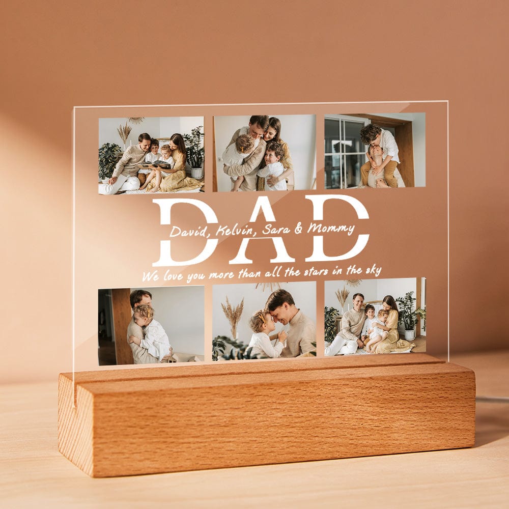 Father's Day Nightlight Custom Acrylic Photo Lamp Engraved Night Light