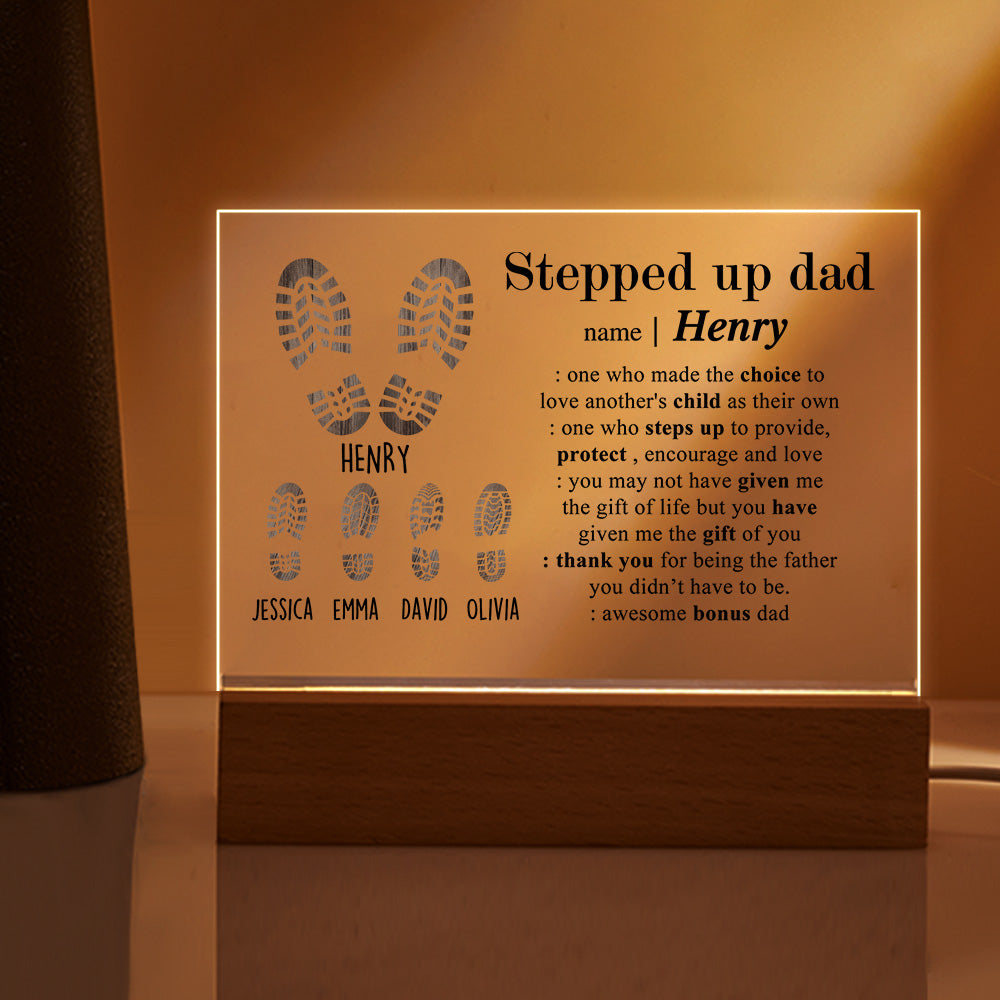Custom Acrylic Lamp With Names Engraved Night Light Gifts for Step Father