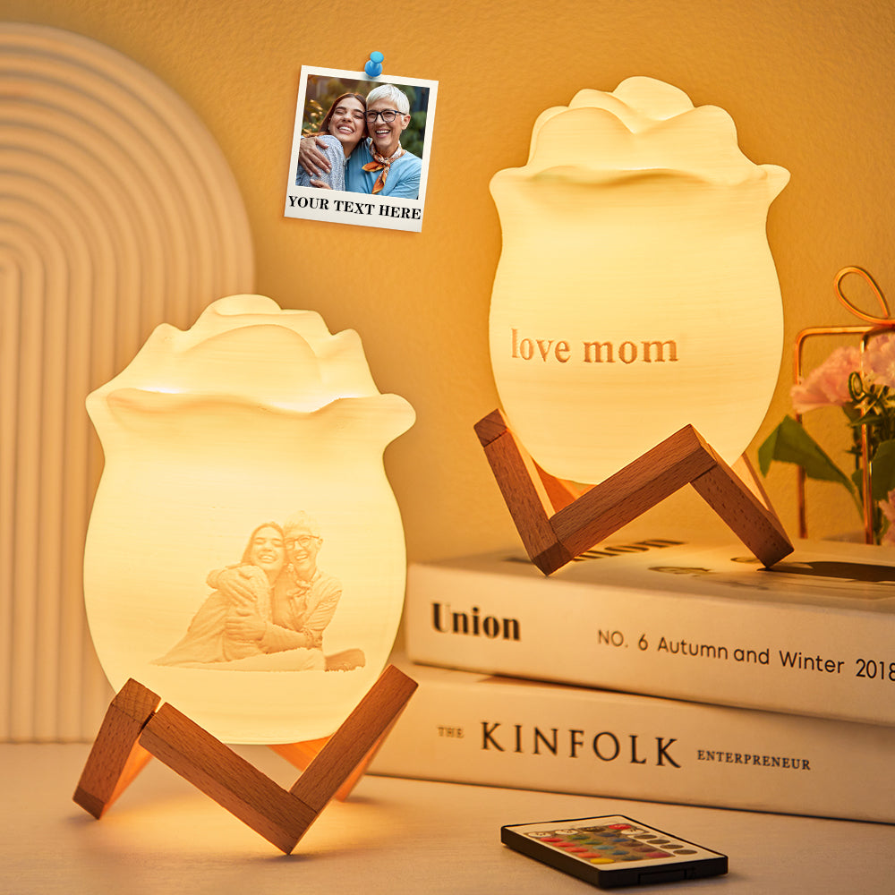 Custom Exclusive Photo Rose Night Light Personalized Name Best Gift 7 Colour Night Light Remote Control Lamp