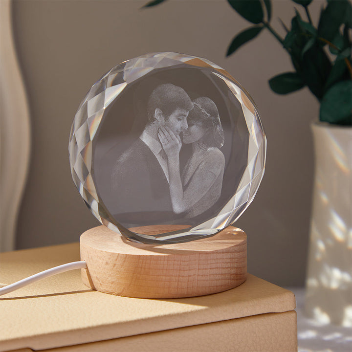 Personalized 2D Photo Crystal Night Light Laser Engraved Picture Lamp Gifts For Her