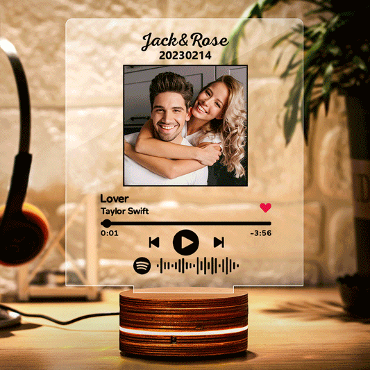 Music Plaque Anniversary Gifts For Lover Custom Photo Night Light Song Code Personalized Name Led Lamp Wedding Gifts