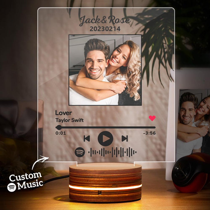 Music Plaque Anniversary Gifts For Lover Custom Photo Night Light Song Code Personalized Name Led Lamp Wedding Gifts