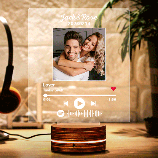 Music Plaque Anniversary Gifts For Lover Custom Photo Night Light Song Code Personalized Name Led Lamp Wedding Gifts
