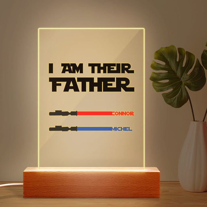Personalized I Am Their Father Night Light Acrylic Light Saber Plaque Father's Day Gifts