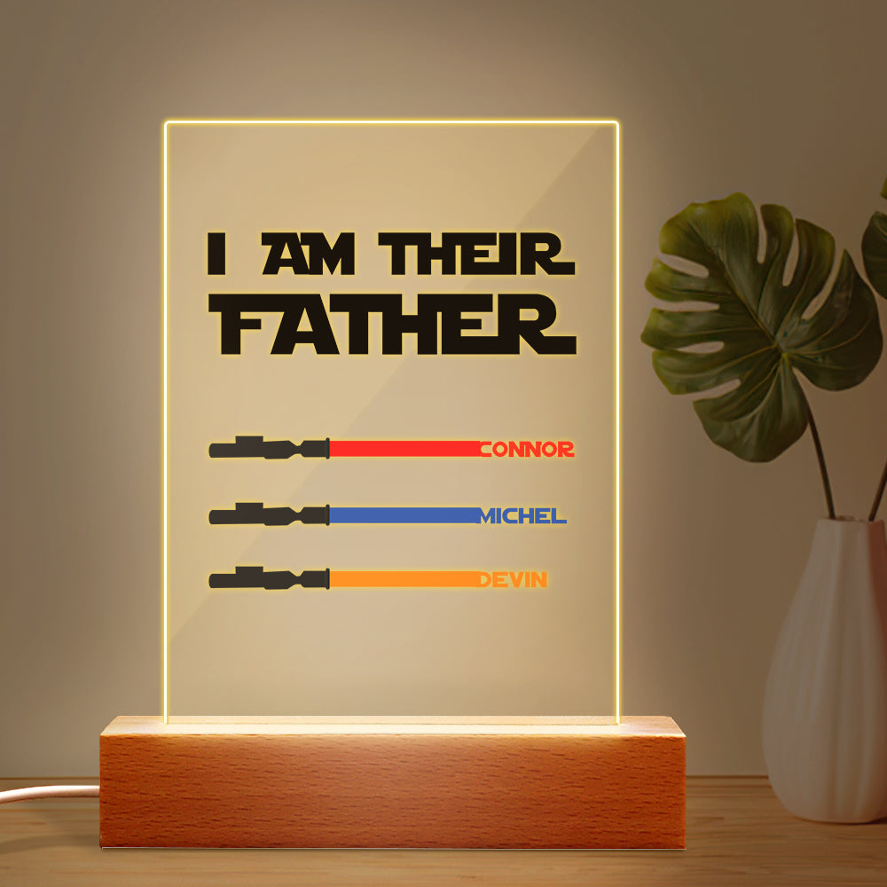 Personalized I Am Their Father Night Light Acrylic Light Saber Plaque Father's Day Gifts