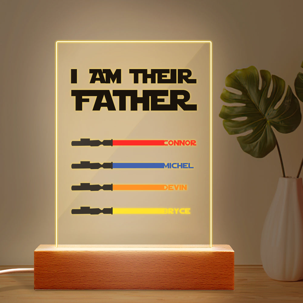 Personalized I Am Their Father Night Light Acrylic Light Saber Plaque Father's Day Gifts