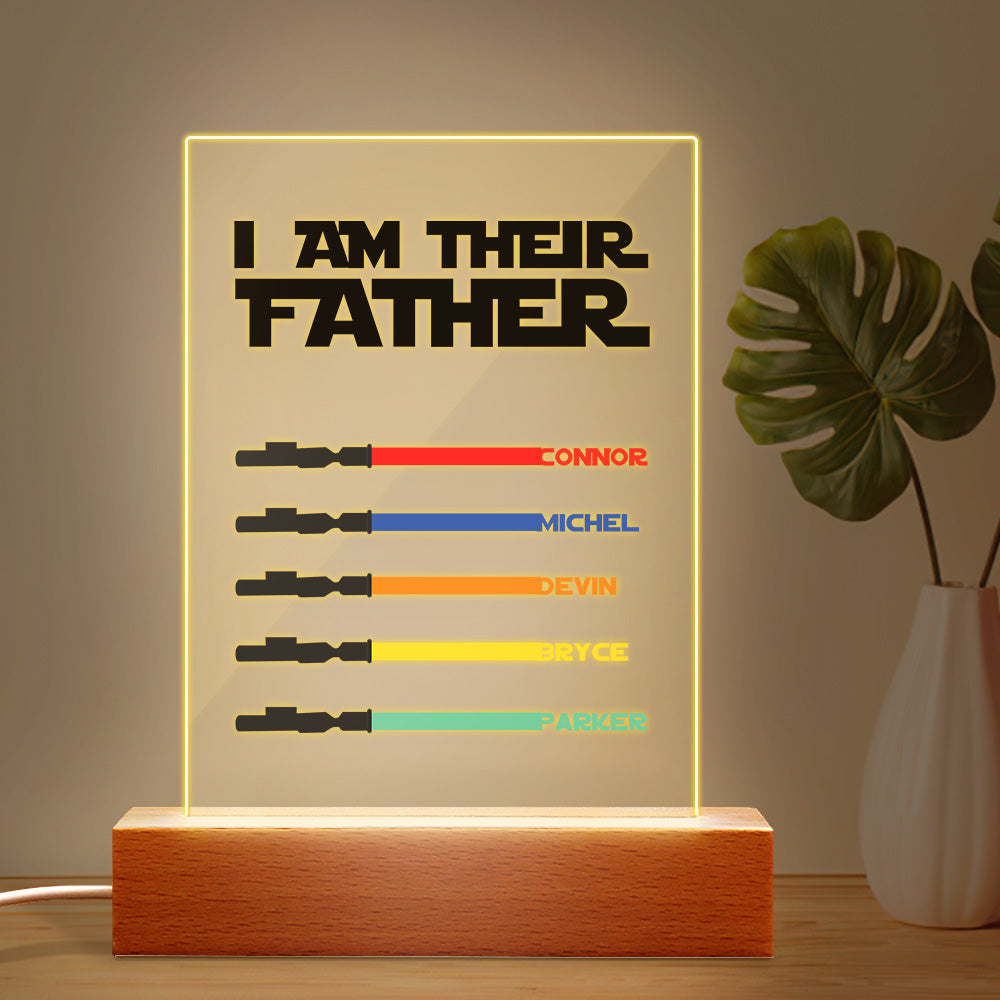 Personalized I Am Their Father Night Light Acrylic Light Saber Plaque Father's Day Gifts