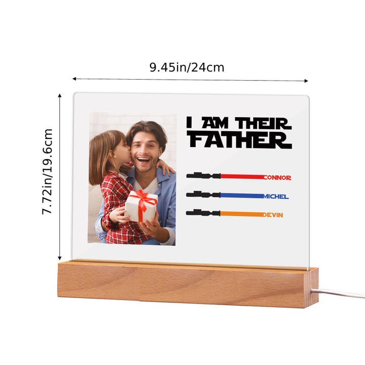 Personalized I Am Their Father Night Light Photo Acrylic Light Saber Plaque Father's Day Gifts