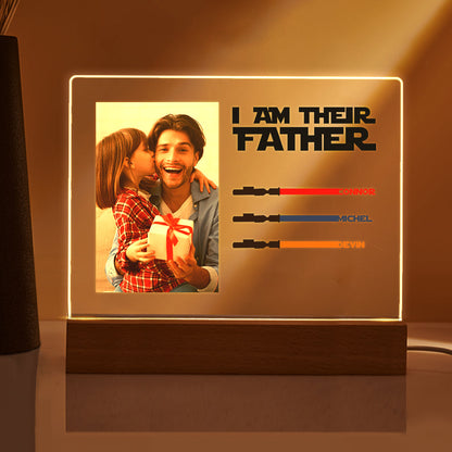 Personalized I Am Their Father Night Light Photo Acrylic Light Saber Plaque Father's Day Gifts